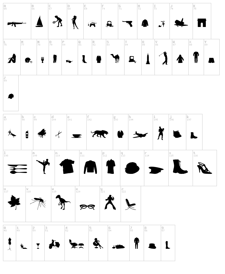 Mixed Silhouettes Free vol 4 font map